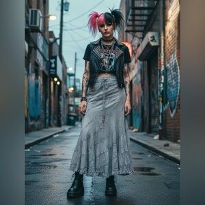 Young Threads Distressed Boho Maxi Skirt